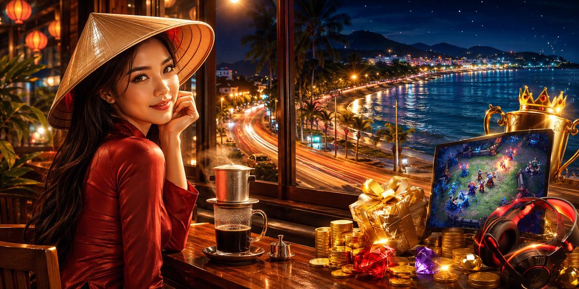 Người hâm mộ Esports tại Mũi Né theo dõi trận đấu trực tuyến với nón lá truyền thống